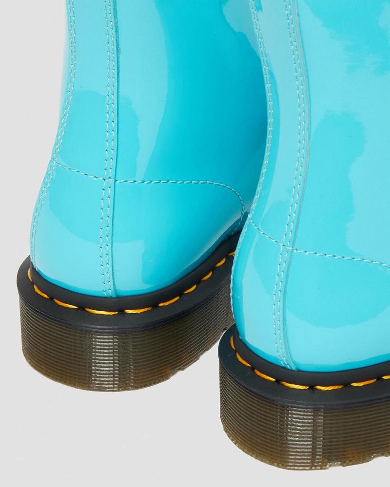 Turquoise Women's Dr Martens 1460 Patent Leather Lace Up Boots | CA 193WNB